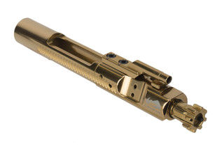 Cryptic Coatings Mystic Gold AR-15 bolt carrier group uses a standard 5.56 NATO magnetic particle inspected bolt assembly